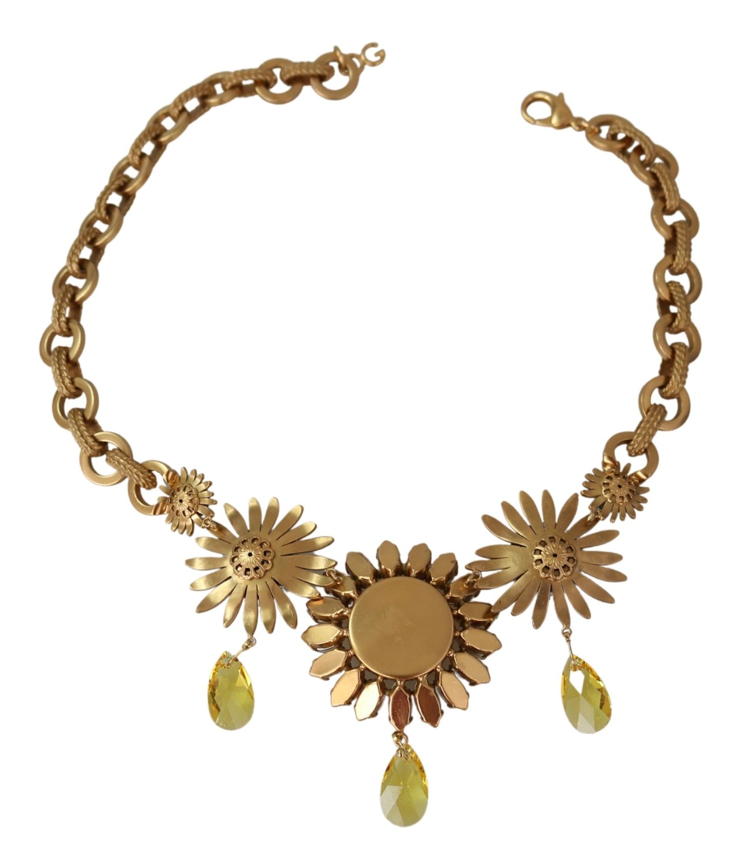 Dolce & Gabbana Elegant Gold Floral Crystal Statement Necklace Dolce & Gabbana