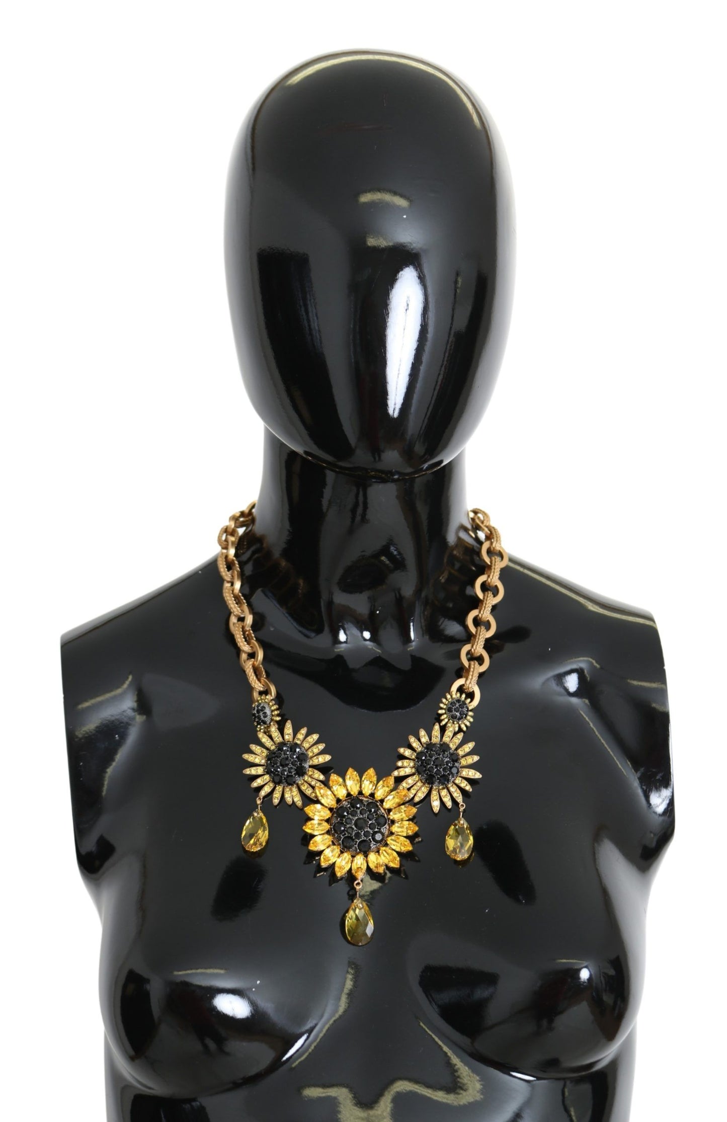 Dolce & Gabbana Elegant Gold Floral Crystal Statement Necklace Dolce & Gabbana