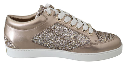 Jimmy Choo Ballet Pink Glitter Leather Sneakers Jimmy Choo