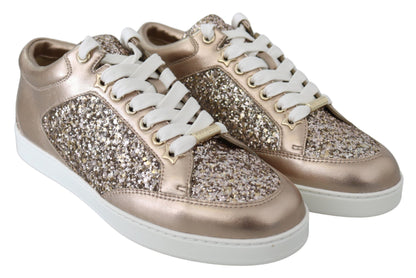 Jimmy Choo Ballet Pink Glitter Leather Sneakers Jimmy Choo