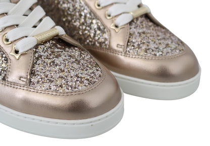 Jimmy Choo Ballet Pink Glitter Leather Sneakers Jimmy Choo