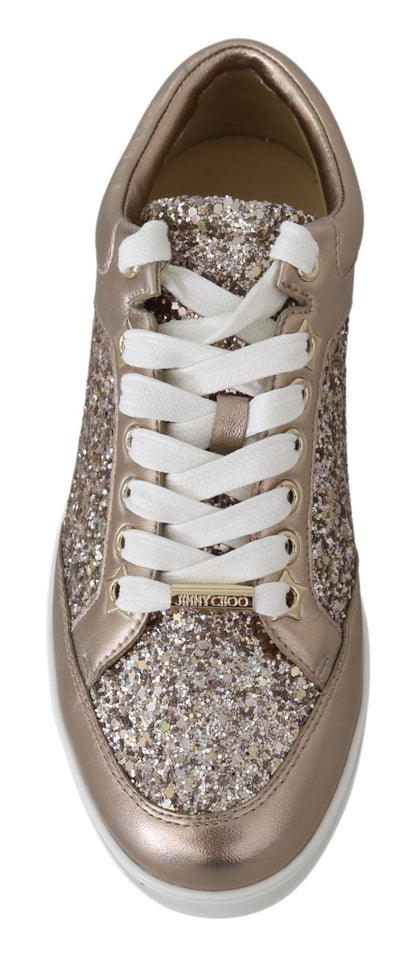 Jimmy Choo Ballet Pink Glitter Leather Sneakers Jimmy Choo