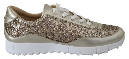 Jimmy Choo Antique Gold Glitter Leather Sneakers Jimmy Choo