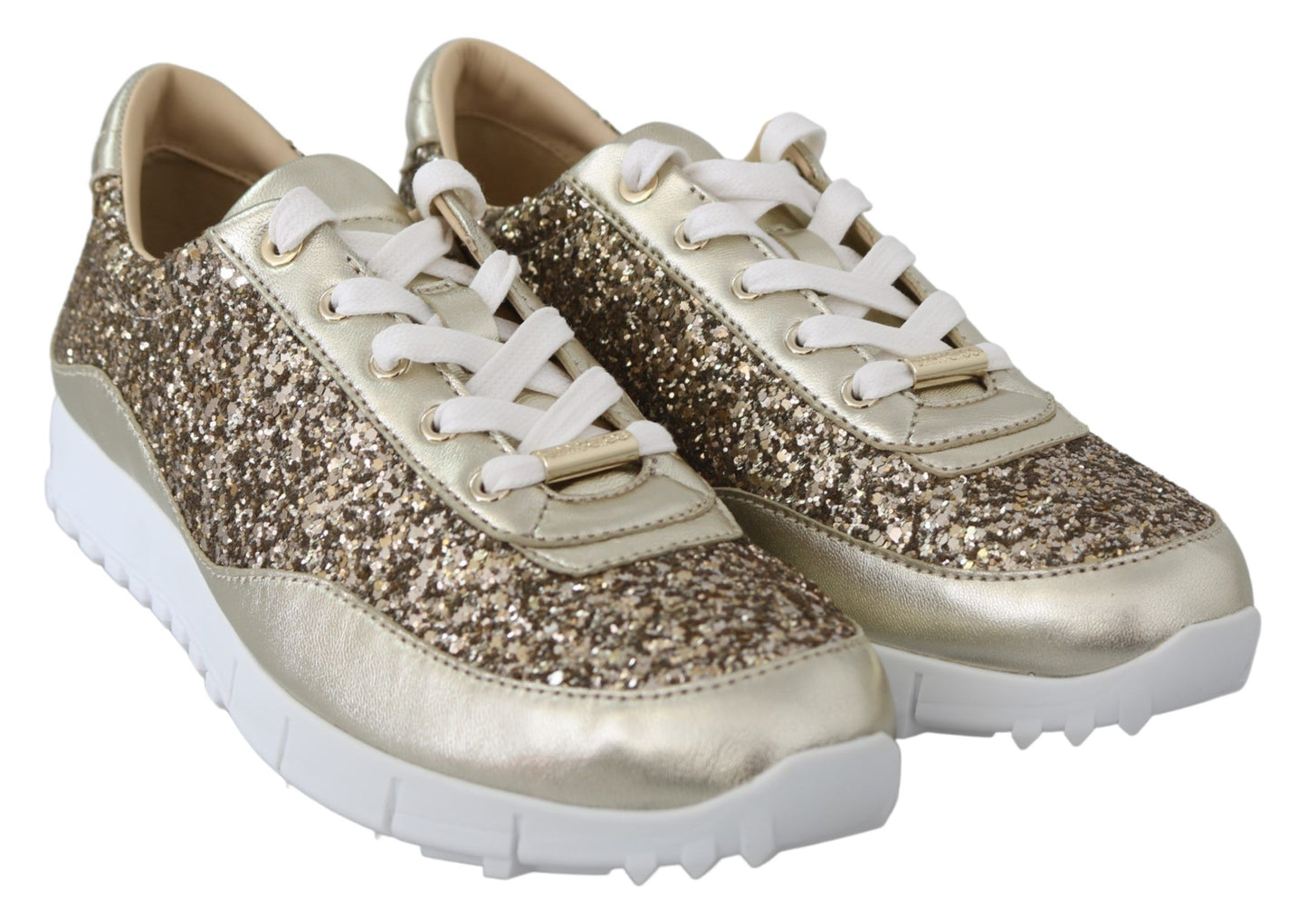 Jimmy Choo Antique Gold Glitter Leather Sneakers Jimmy Choo