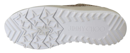 Jimmy Choo Antique Gold Glitter Leather Sneakers Jimmy Choo