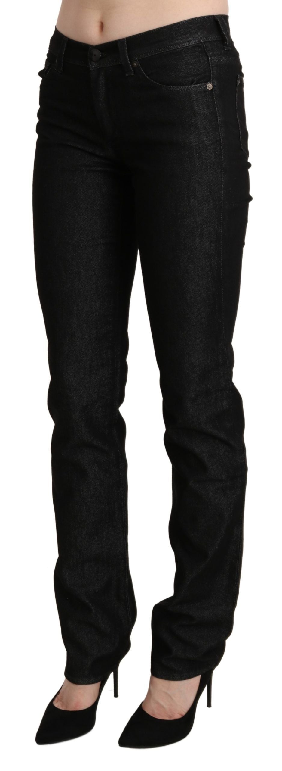 Ermanno Scervino Chic Black Mid Waist Skinny Jeans Ermanno Scervino