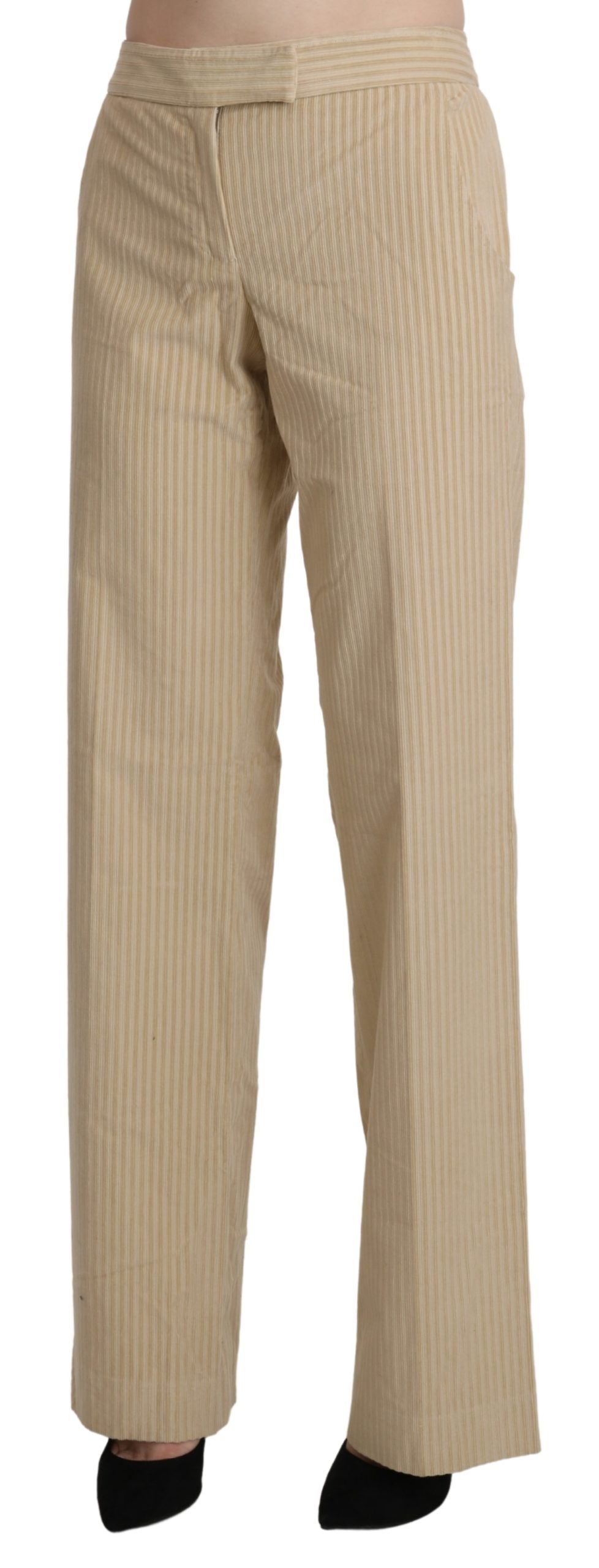 Ermanno Scervino Chic Beige High-Waist Wide Leg Pants Ermanno Scervino