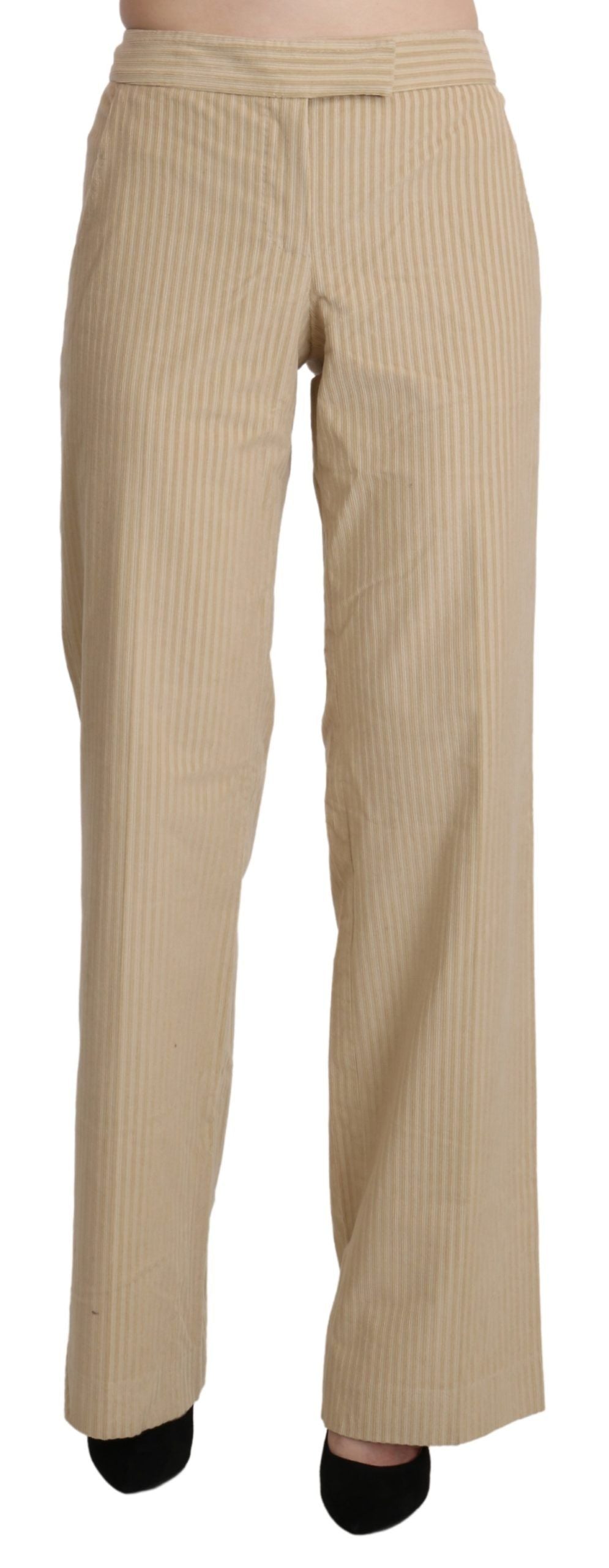 Ermanno Scervino Chic Beige High-Waist Wide Leg Pants Ermanno Scervino