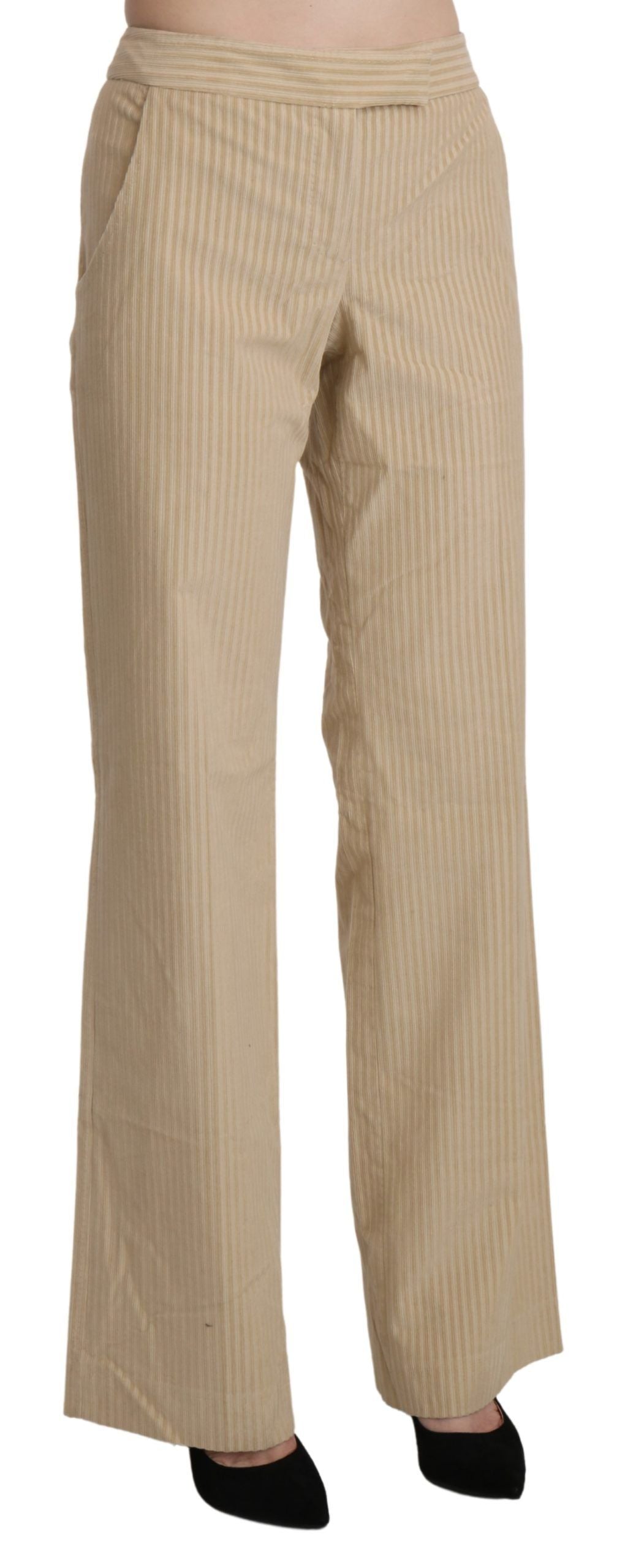 Ermanno Scervino Chic Beige High-Waist Wide Leg Pants Ermanno Scervino