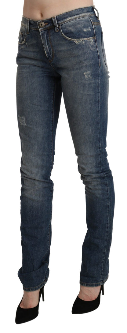 Ermanno Scervino Chic Mid Waist Skinny Denim in Blue Washed Ermanno Scervino