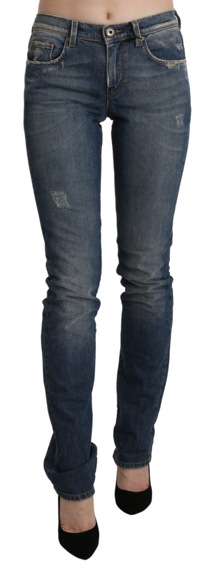 Ermanno Scervino Chic Mid Waist Skinny Denim in Blue Washed Ermanno Scervino