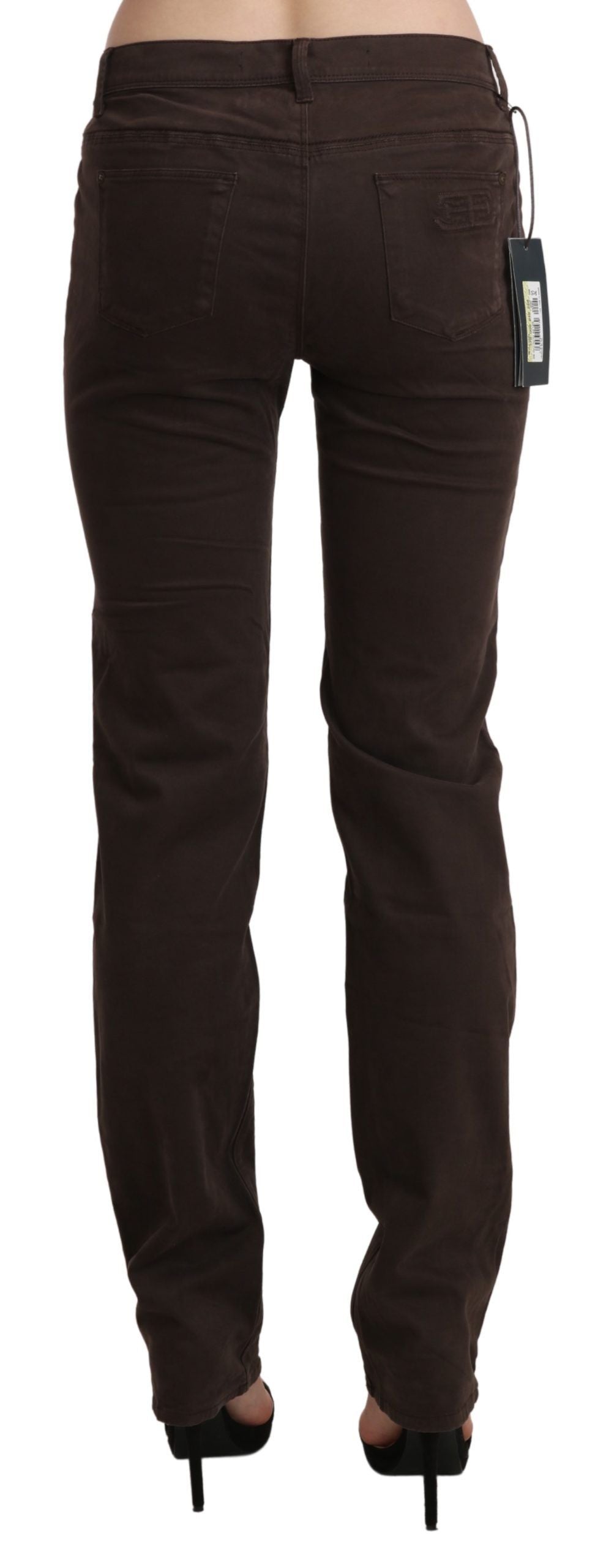 Ermanno Scervino Chic Brown Mid Waist Skinny Trousers Ermanno Scervino