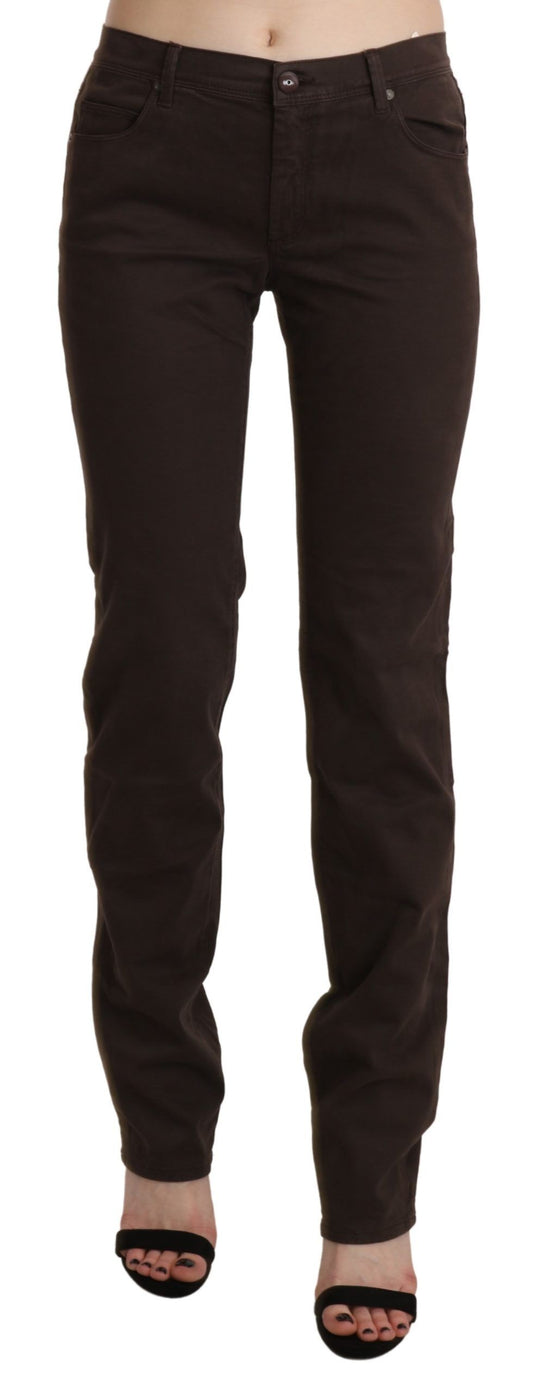 Ermanno Scervino Chic Brown Mid Waist Skinny Trousers Ermanno Scervino