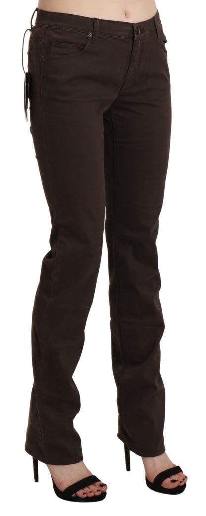 Ermanno Scervino Chic Brown Mid Waist Skinny Trousers Ermanno Scervino