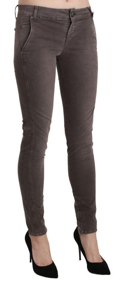 Ermanno Scervino Chic Brown Low Waist Skinny Trousers Ermanno Scervino