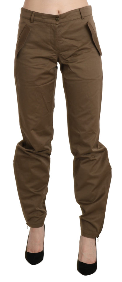 Ermanno Scervino Chic Brown Mid Waist Straight Trousers Ermanno Scervino