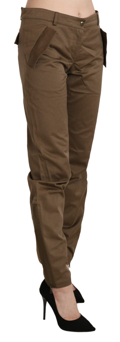 Ermanno Scervino Chic Brown Mid Waist Straight Trousers Ermanno Scervino