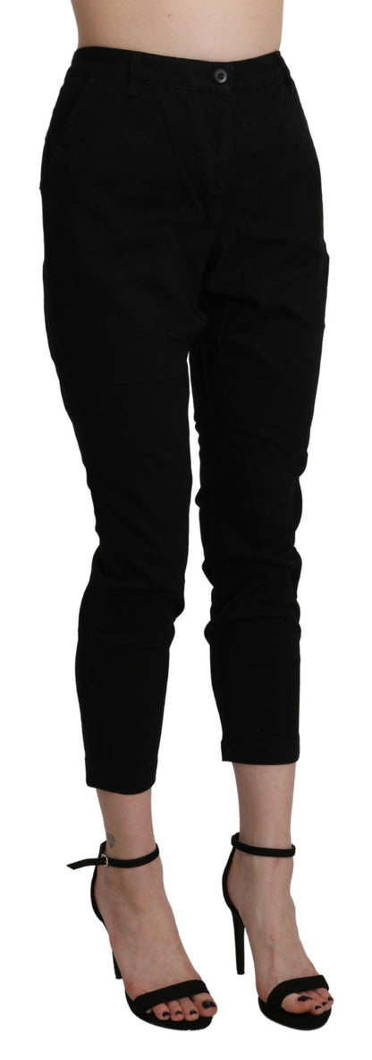 Acht Chic High Waist Cropped Black Jeans Acht