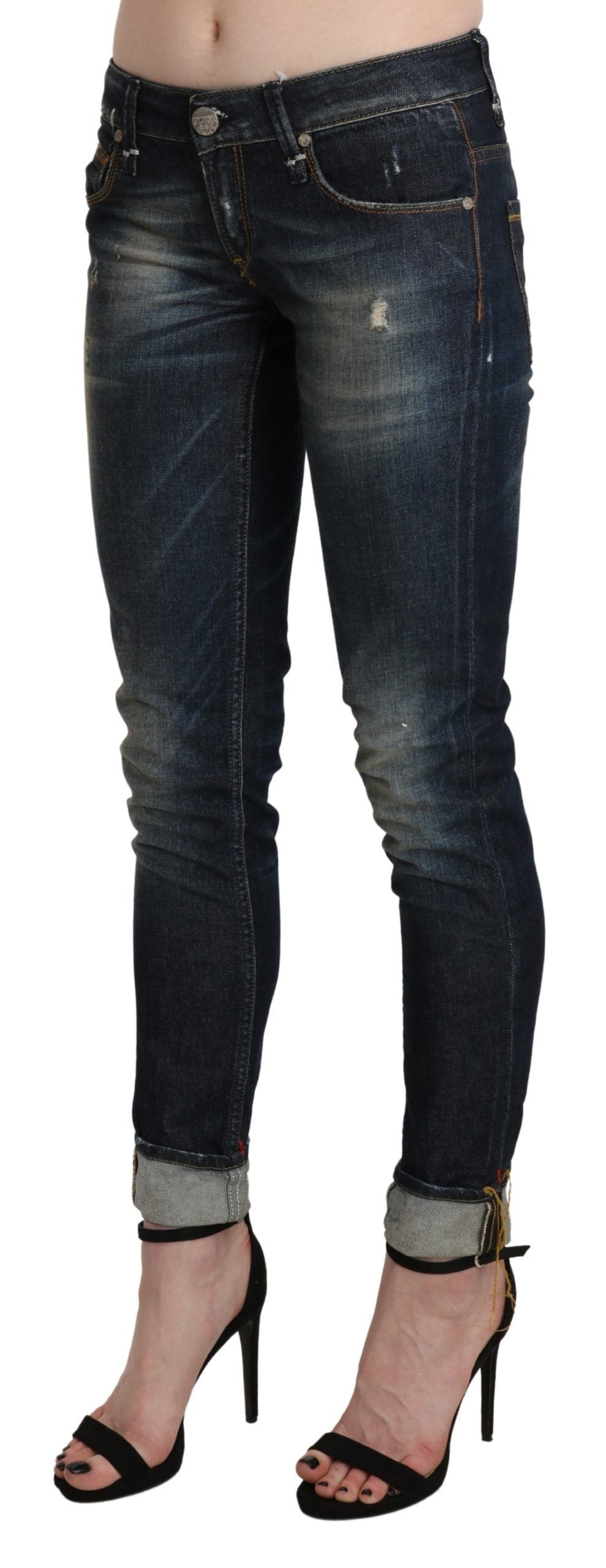 Acht Chic Dark Blue Skinny Cropped Jeans Acht