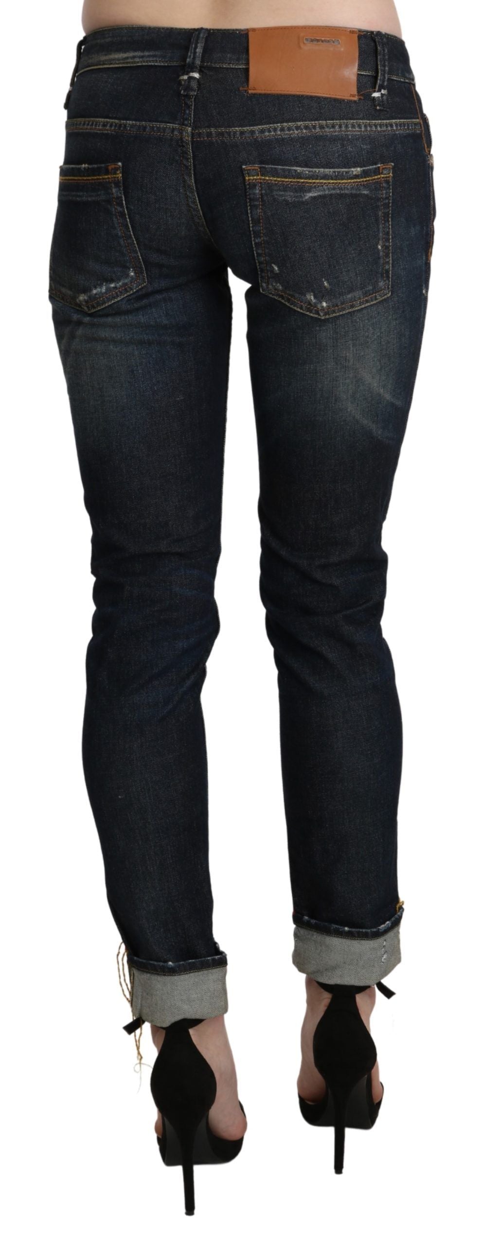 Acht Chic Dark Blue Skinny Cropped Jeans Acht