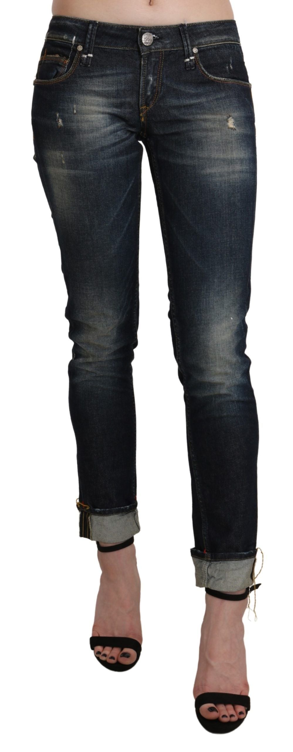 Acht Chic Dark Blue Skinny Cropped Jeans Acht