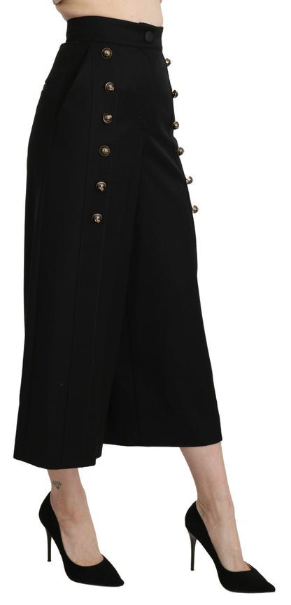 Dolce & Gabbana Elegant High Waist Wide Leg Virgin Wool Trousers Dolce & Gabbana