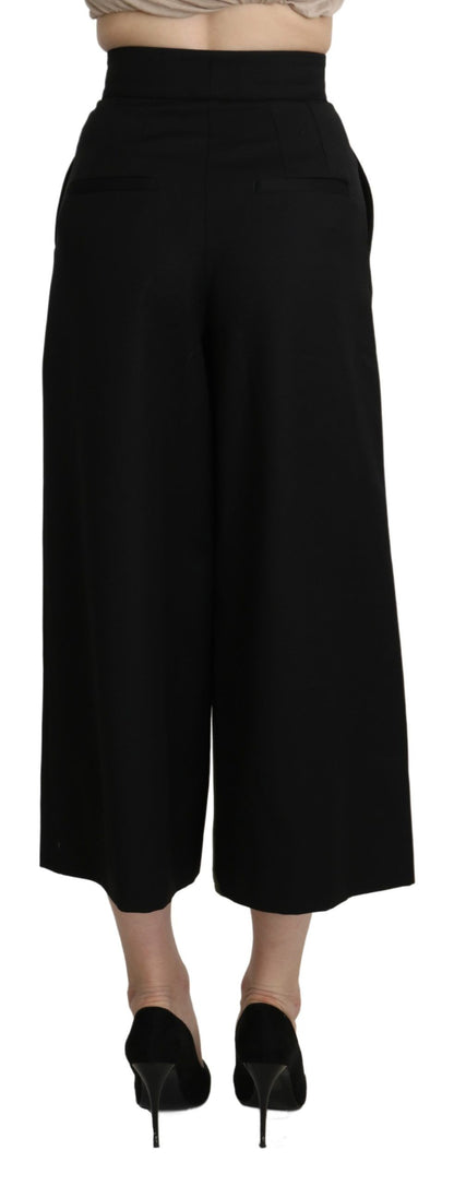 Dolce & Gabbana Elegant High Waist Wide Leg Virgin Wool Trousers Dolce & Gabbana