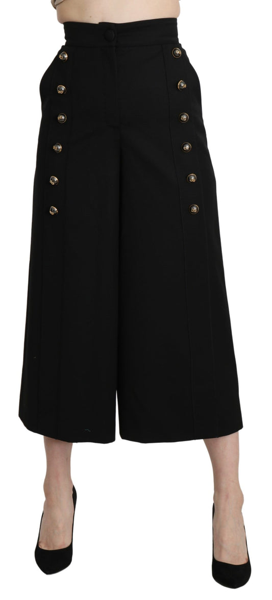 Dolce & Gabbana Elegant High Waist Wide Leg Virgin Wool Trousers Dolce & Gabbana