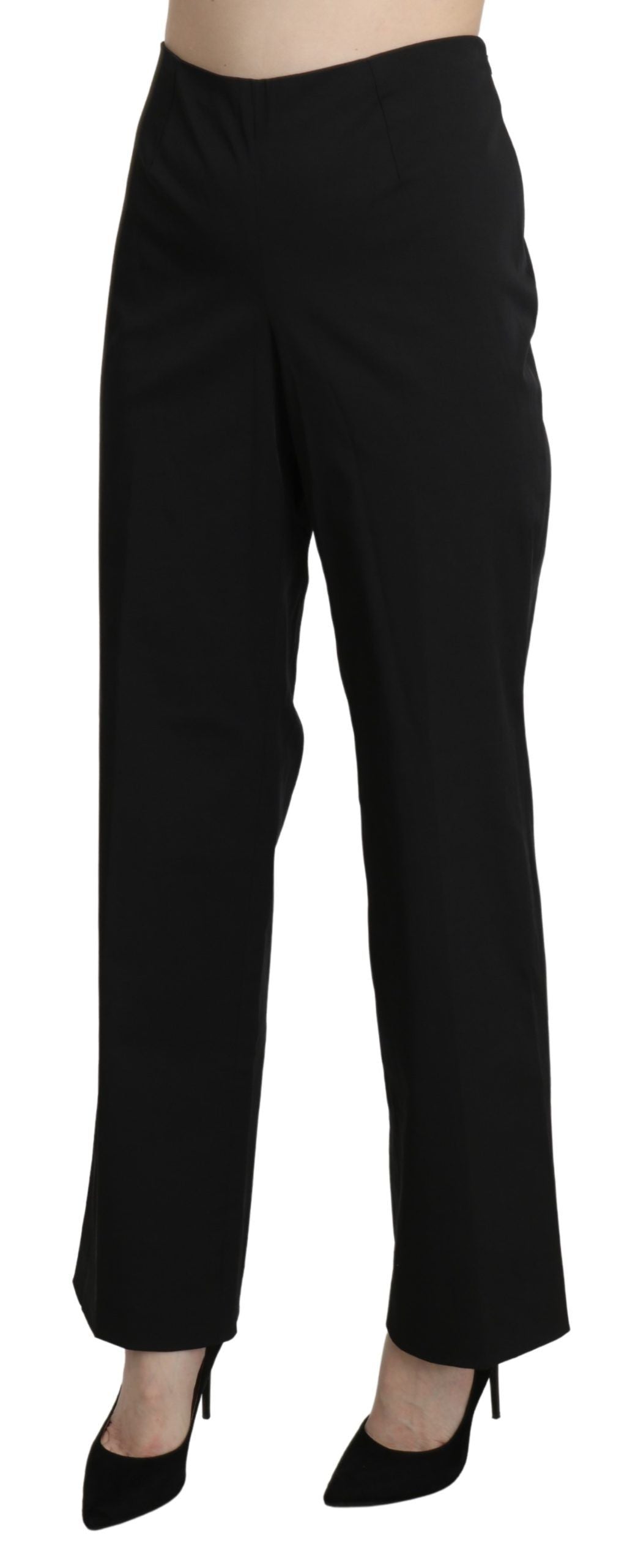 BENCIVENGA Elegant High Waist Straight Black Pants BENCIVENGA