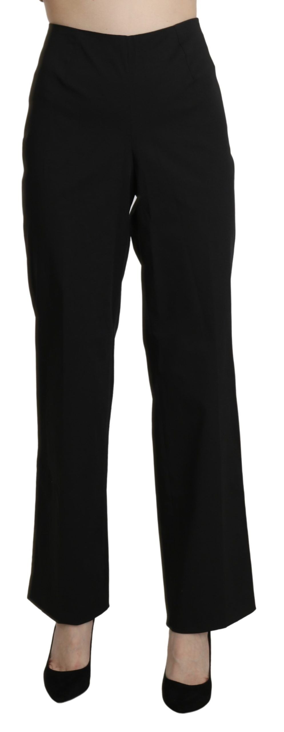 BENCIVENGA Elegant High Waist Straight Black Pants BENCIVENGA