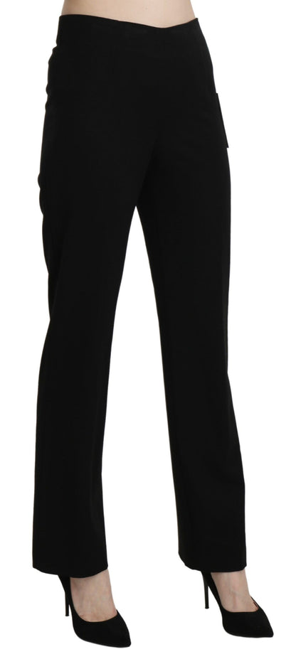 BENCIVENGA Elegant Black High Waist Straight Pants BENCIVENGA