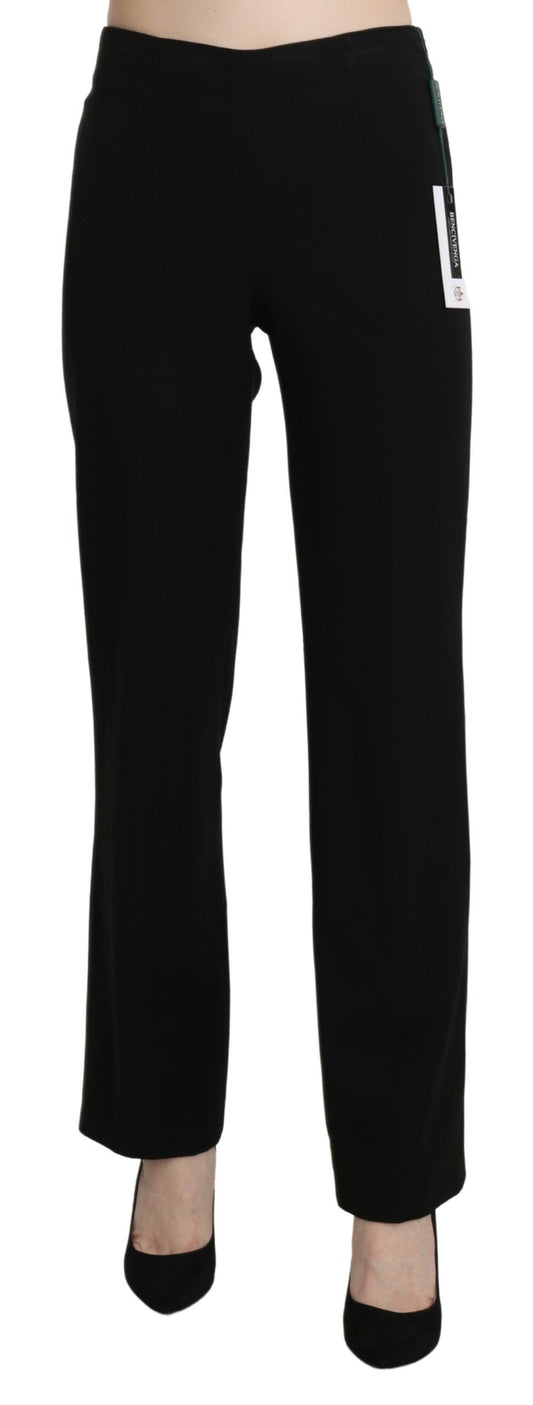 BENCIVENGA Elegant Black High Waist Straight Pants BENCIVENGA