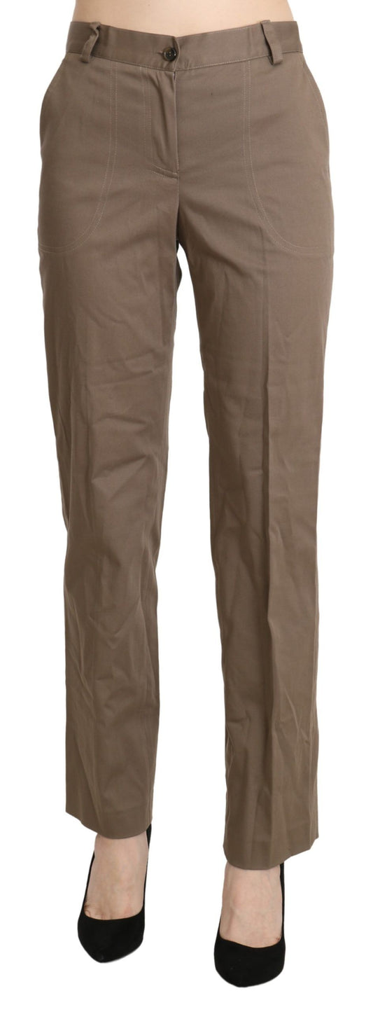 BENCIVENGA Elegant High Waist Straight Pants in Brown BENCIVENGA