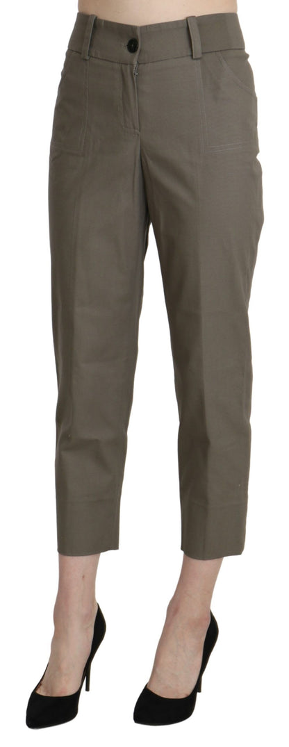 BENCIVENGA Elegant High Waist Cropped Pants in Gray BENCIVENGA