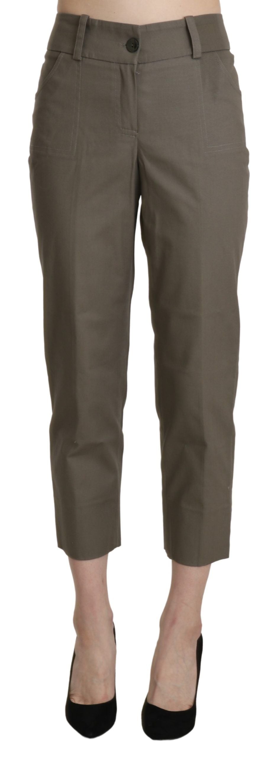 BENCIVENGA Elegant High Waist Cropped Pants in Gray BENCIVENGA