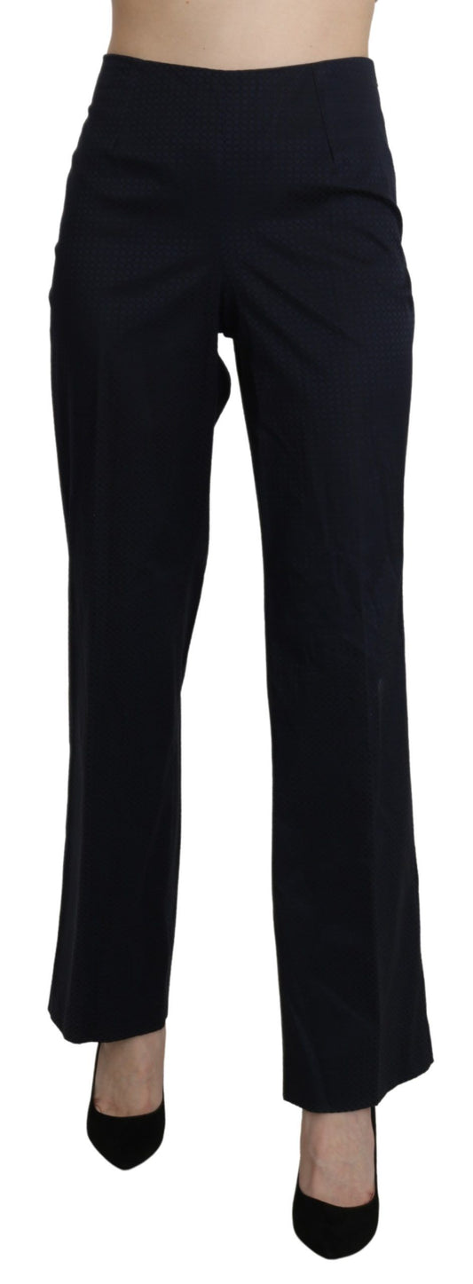 BENCIVENGA Navy Blue High Waist Straight Cotton Pants BENCIVENGA