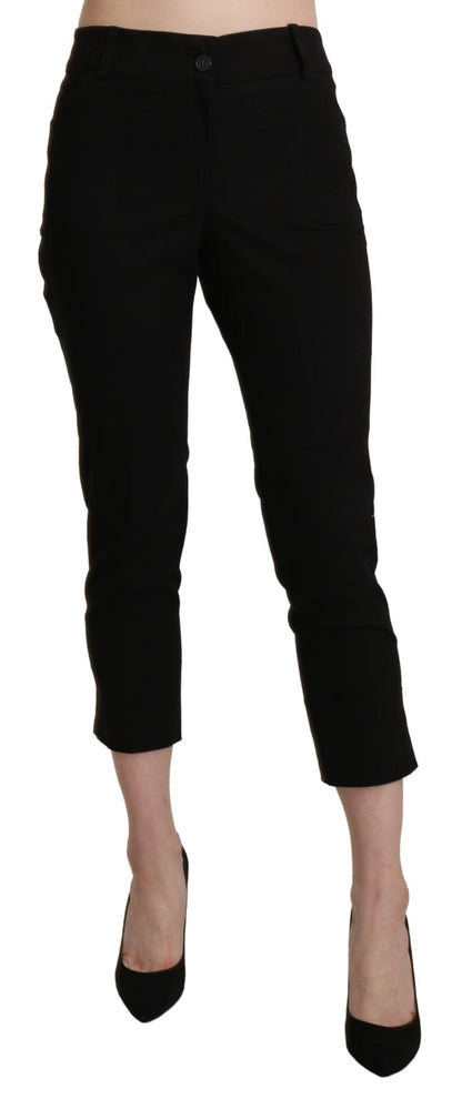 BENCIVENGA Elegant Black High Waist Cropped Pants BENCIVENGA