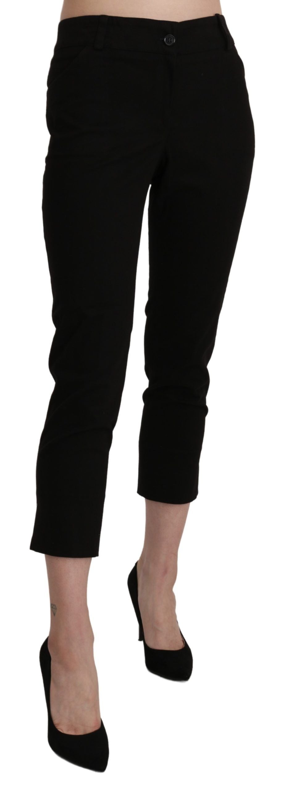 BENCIVENGA Elegant Black High Waist Cropped Pants BENCIVENGA