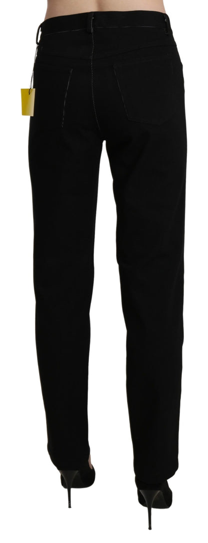 BENCIVENGA Elegant High Waist Straight Black Trousers BENCIVENGA