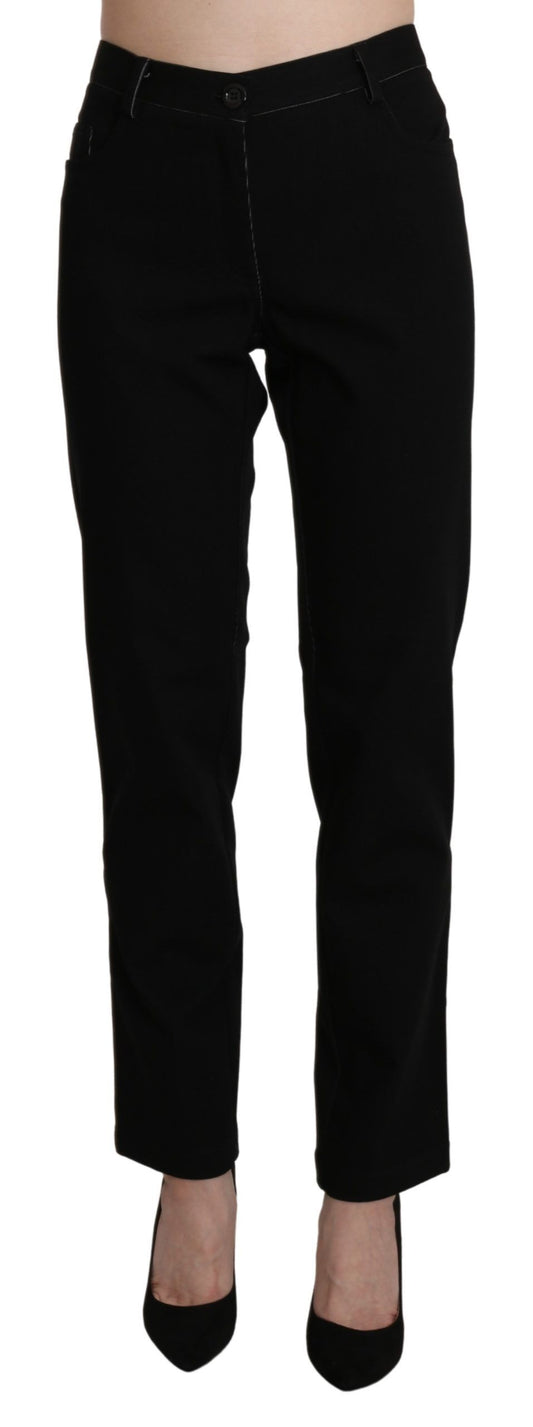 BENCIVENGA Elegant High Waist Straight Black Trousers BENCIVENGA