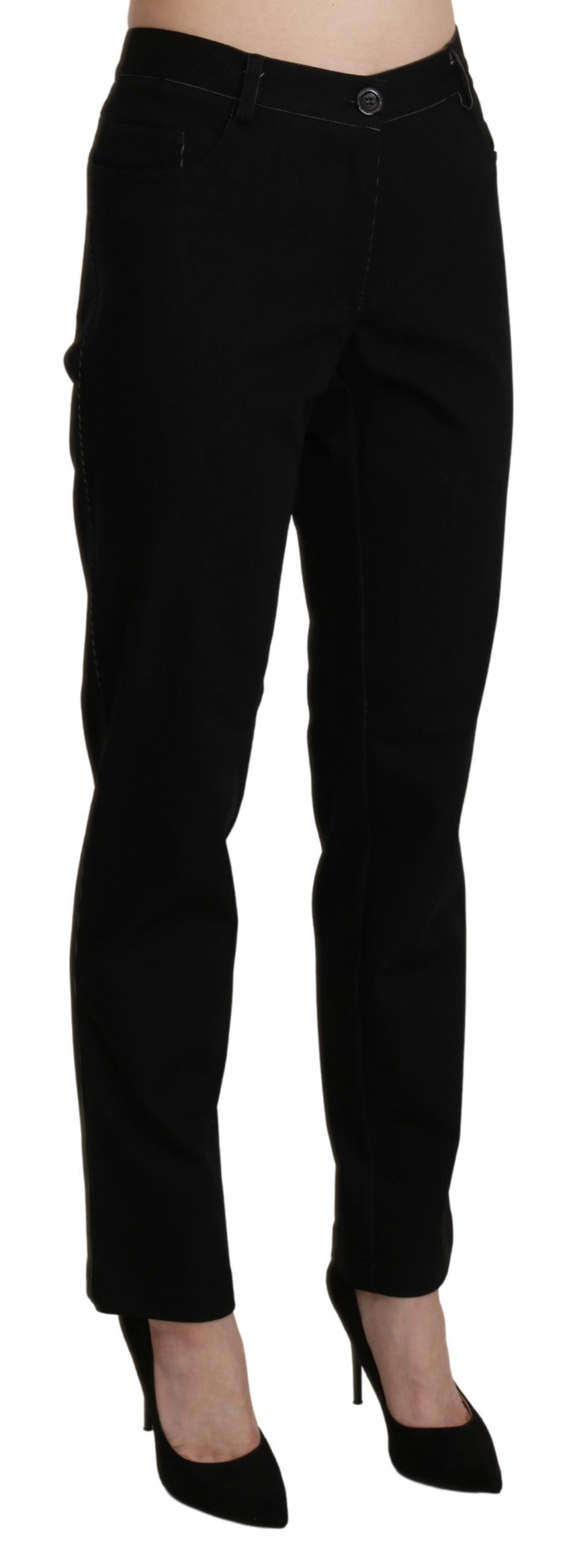 BENCIVENGA Elegant High Waist Straight Black Trousers BENCIVENGA