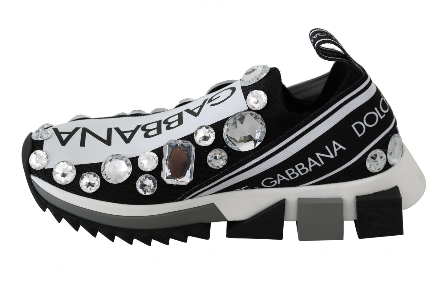 Dolce & Gabbana Chic Monochrome Crystal Studded Sneakers Dolce & Gabbana