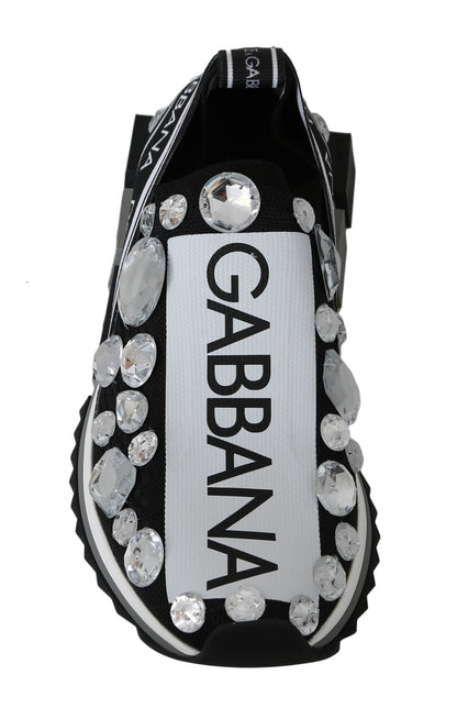 Dolce & Gabbana Chic Monochrome Crystal Studded Sneakers Dolce & Gabbana