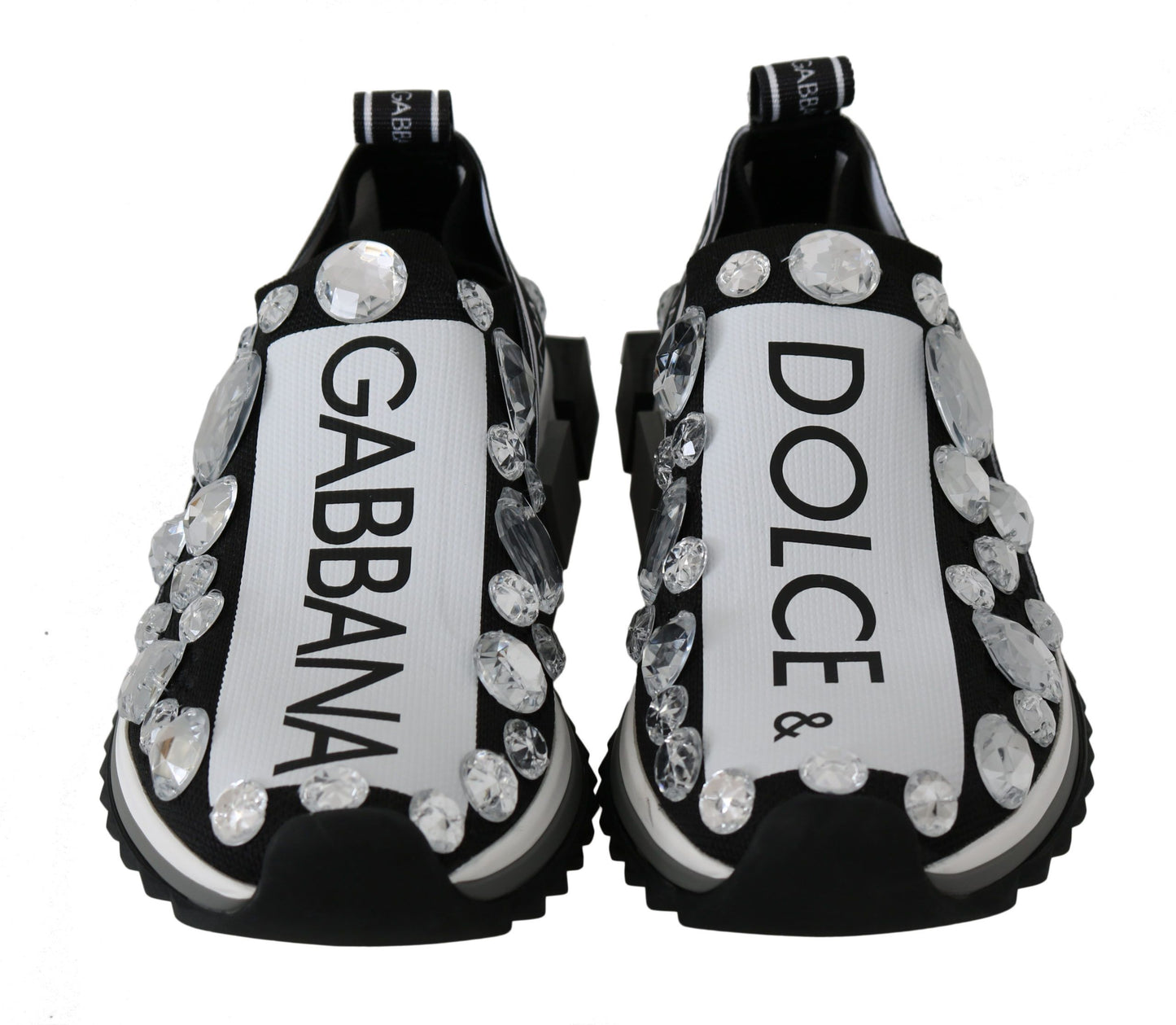 Dolce & Gabbana Chic Monochrome Crystal Studded Sneakers Dolce & Gabbana