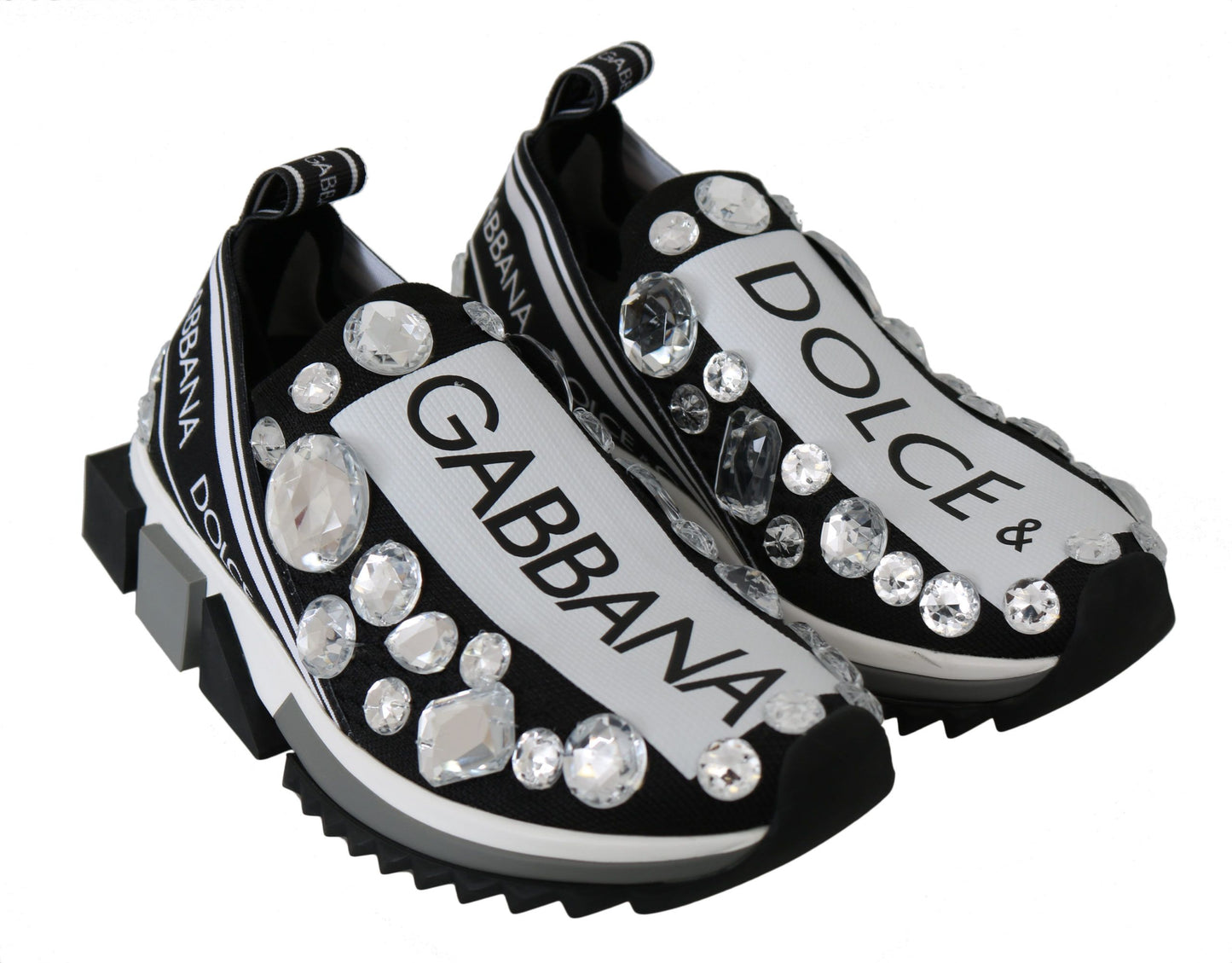 Dolce & Gabbana Chic Monochrome Crystal Studded Sneakers Dolce & Gabbana