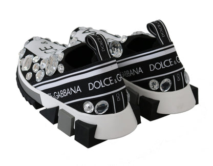 Dolce & Gabbana Chic Monochrome Crystal Studded Sneakers Dolce & Gabbana