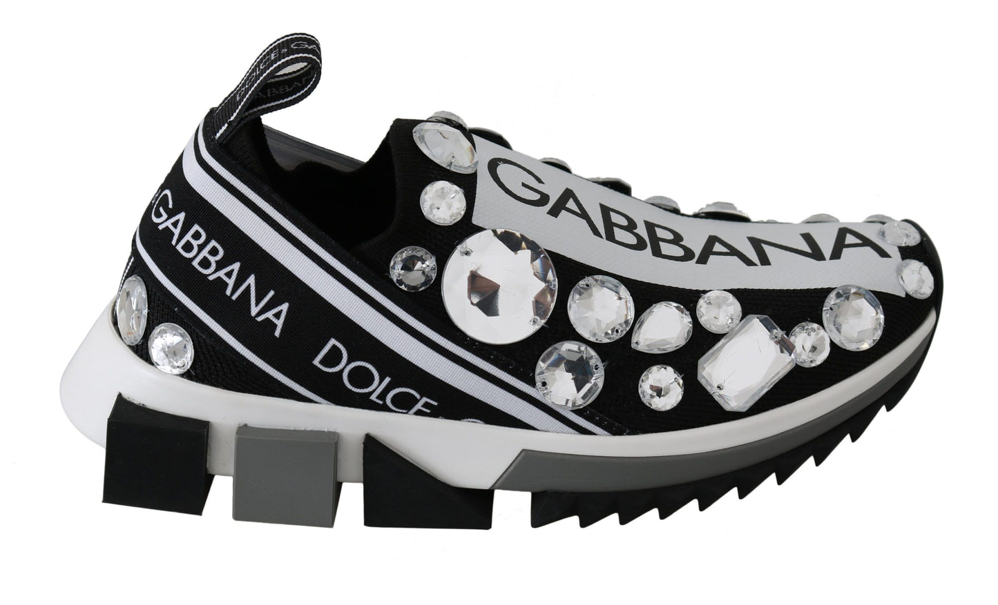 Dolce & Gabbana Chic Monochrome Crystal Studded Sneakers Dolce & Gabbana