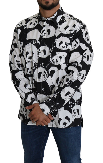 Dolce & Gabbana Panda Print Pure Cotton Shirt - Black White Dolce & Gabbana