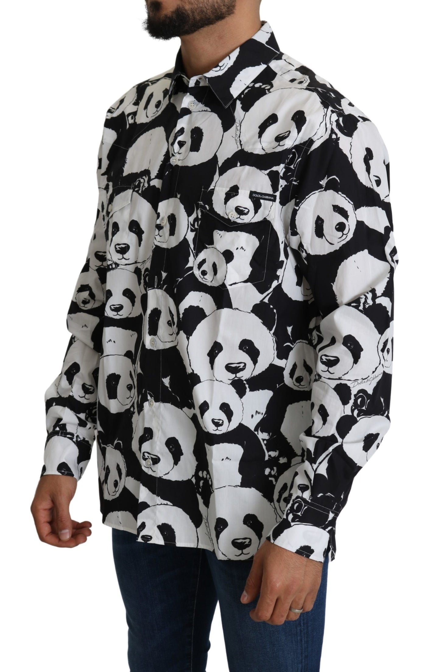 Dolce & Gabbana Panda Print Pure Cotton Shirt - Black White Dolce & Gabbana