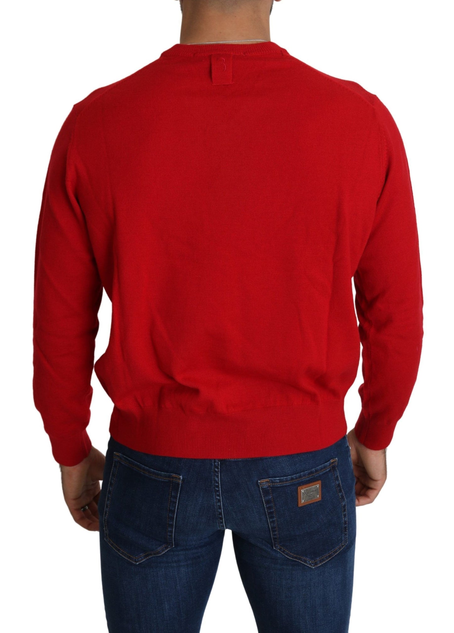 Billionaire Italian Couture Iconic Embroidered Red Wool Sweater Billionaire Italian Couture